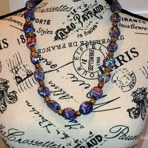 Handmade Ribon bead necklace with earrings